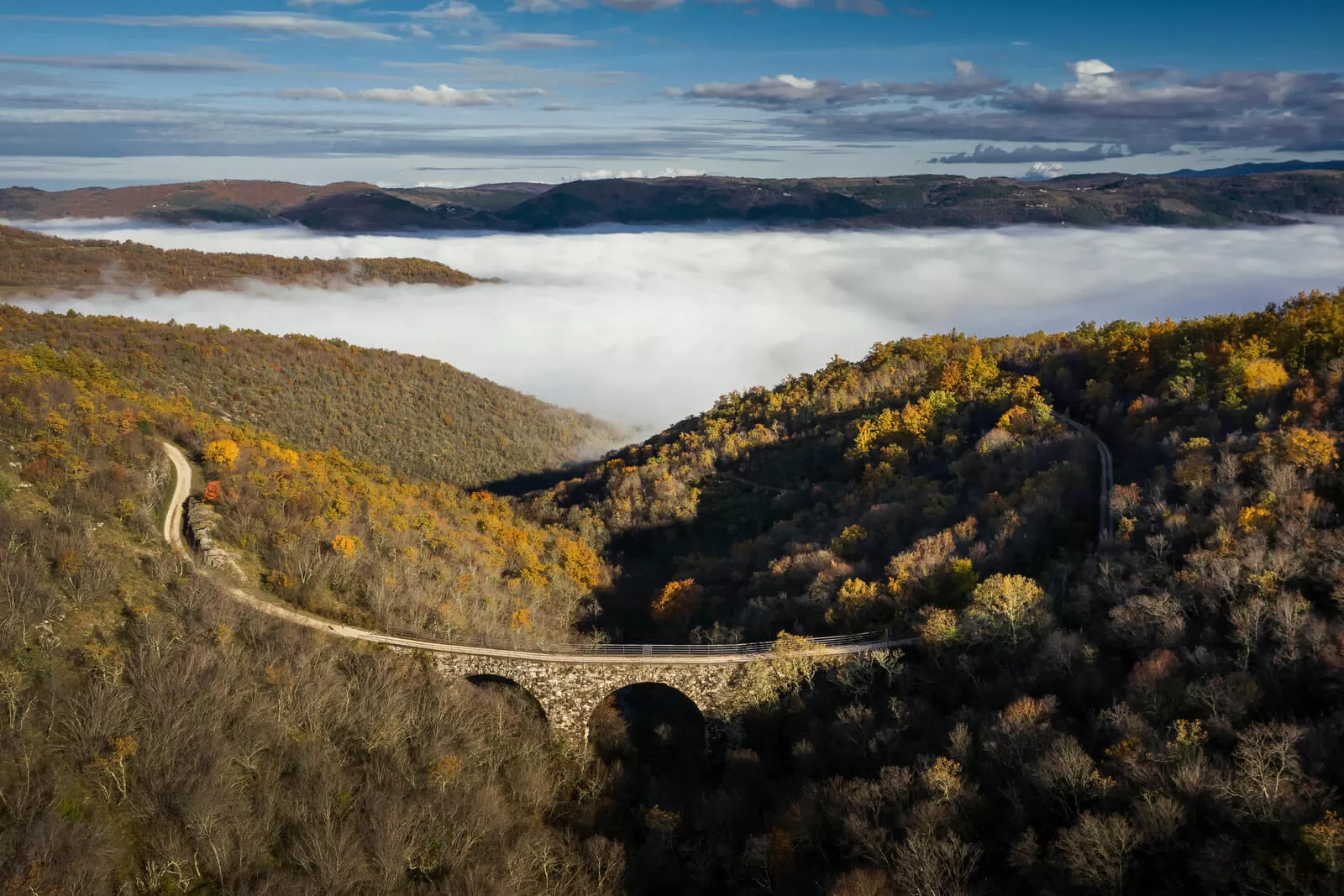 Cycling path above the clouds - unbelievably beautiful Parenzana
