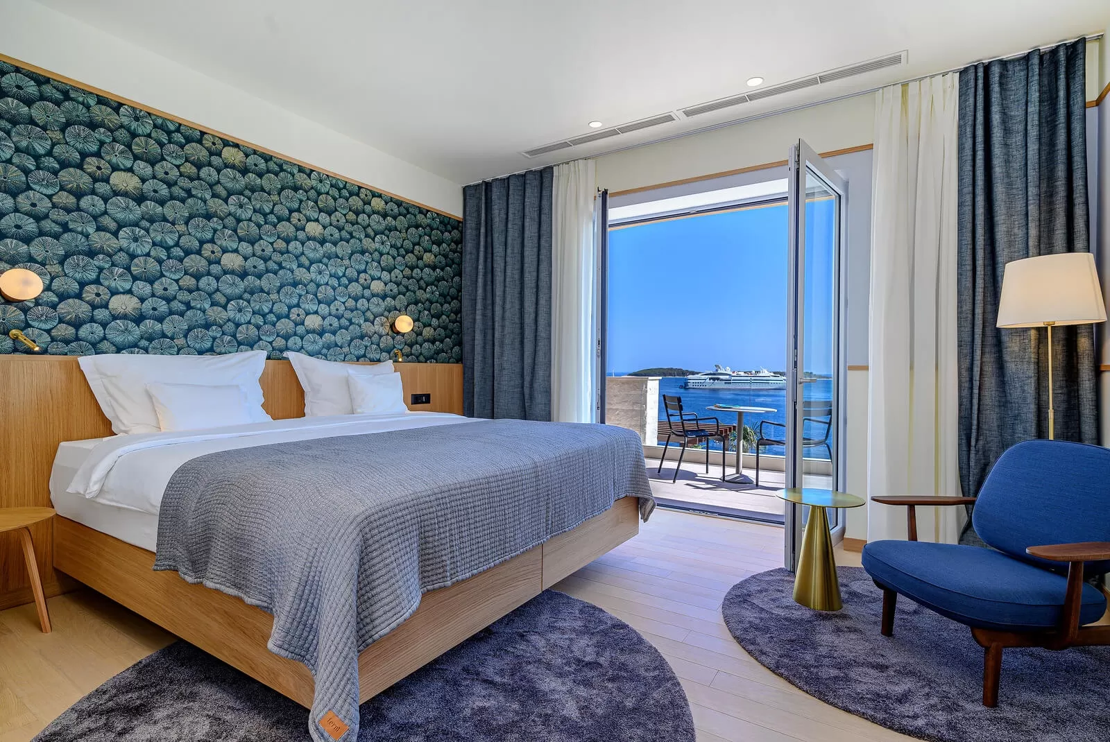 Luxury bedroom with panoramic view in Hvar