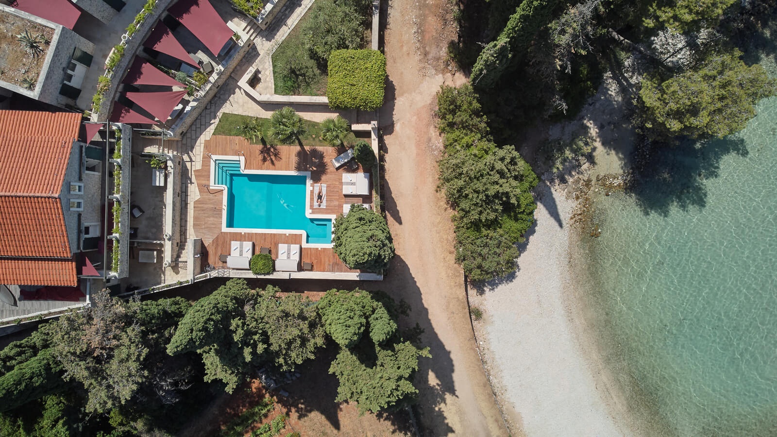 Luxury and unique seafront Villa Diocletian's Palace with beautiful swimming pool on island of Brač